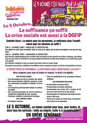 Tract - Contrôle fiscal : Le mépris pour les personnels, la suffisance dans l’insuffisance pour les missions ça suffit !!