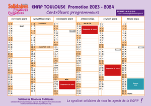 Calendrier Contrôleurs programmeurs stagiaires